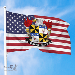 ScotsTee Shop American McTavish Coat of Arms on American Flag U.S. Flag