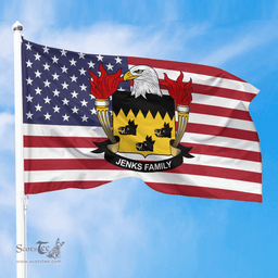 ScotsTee Shop American Jenks Coat of Arms on American Flag U.S. Flag
