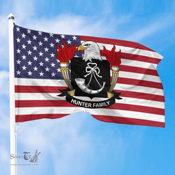 ScotsTee Shop American Hunter Coat of Arms on American Flag U.S. Flag