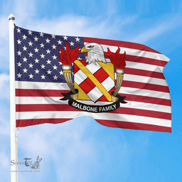 ScotsTee Shop American Malbone Coat of Arms on American Flag U.S. Flag