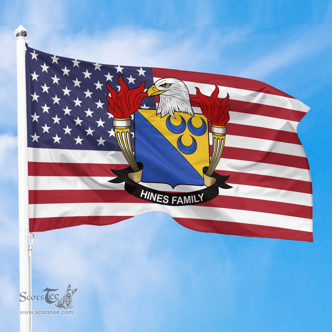 ScotsTee Shop American Hines Coat of Arms on American Flag U.S. Flag