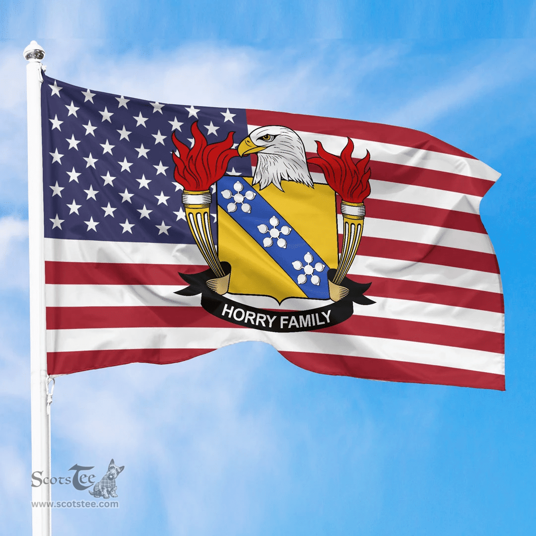 ScotsTee Shop American Horry Coat of Arms on American Flag U.S. Flag