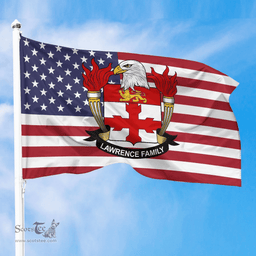 ScotsTee Shop American Lawrence Coat of Arms on American Flag U.S. Flag