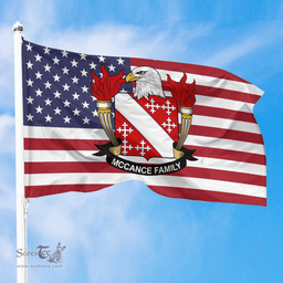ScotsTee Shop American McCance Coat of Arms on American Flag U.S. Flag