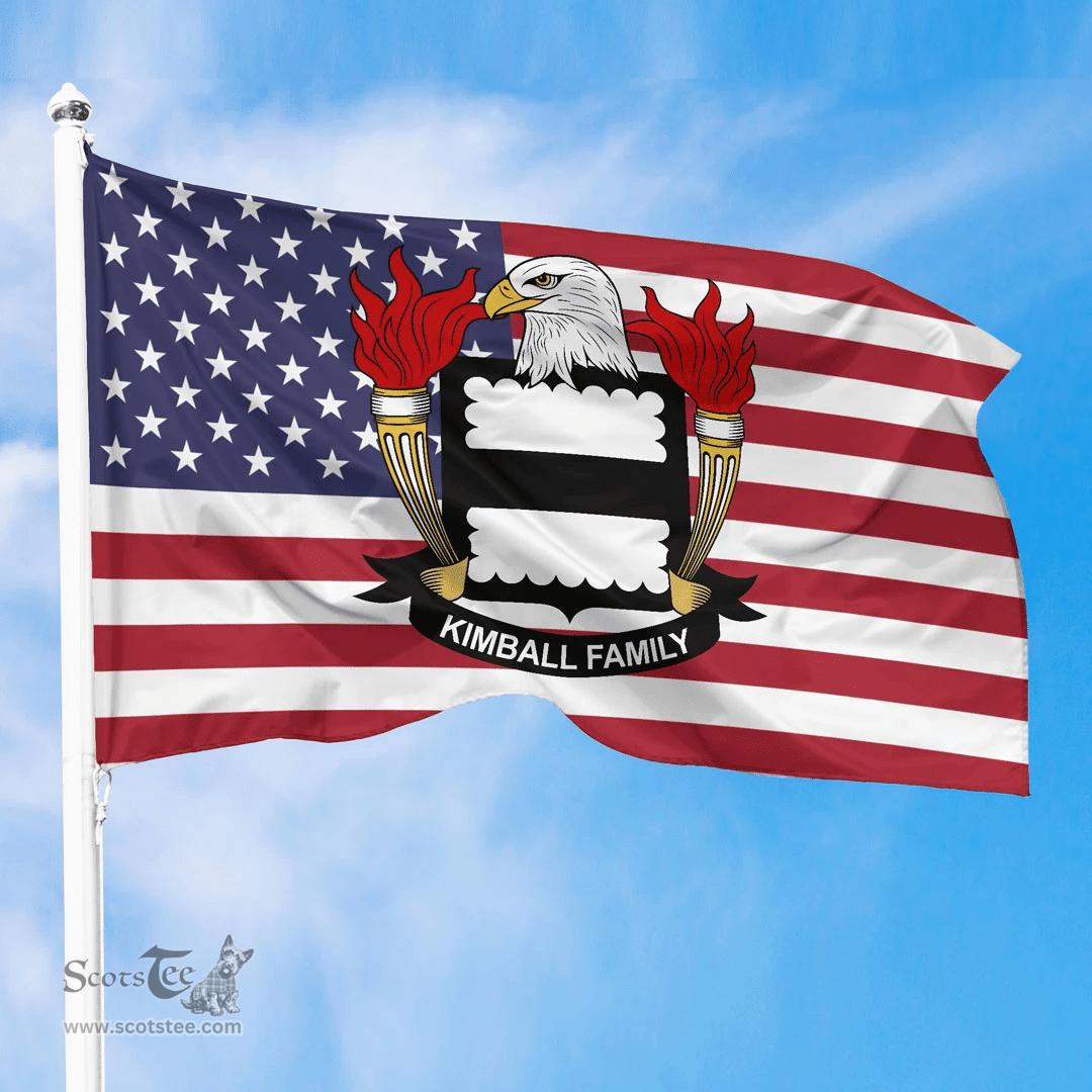 ScotsTee Shop American Kimball Coat of Arms on American Flag U.S. Flag