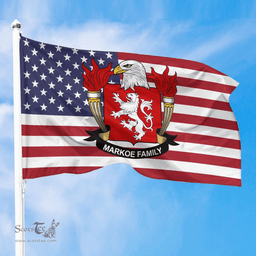 ScotsTee Shop American Markoe Coat of Arms on American Flag U.S. Flag