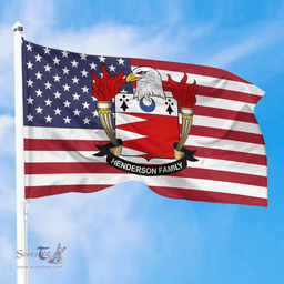 ScotsTee Shop American Henderson Coat of Arms on American Flag U.S. Flag