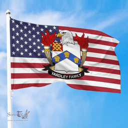 ScotsTee Shop American Yardley Coat of Arms on American Flag U.S. Flag