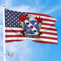 ScotsTee Shop American Webster Coat of Arms on American Flag U.S. Flag