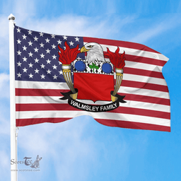 ScotsTee Shop American Walmsley Coat of Arms on American Flag U.S. Flag