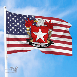 ScotsTee Shop American Sohier Coat of Arms on American Flag U.S. Flag