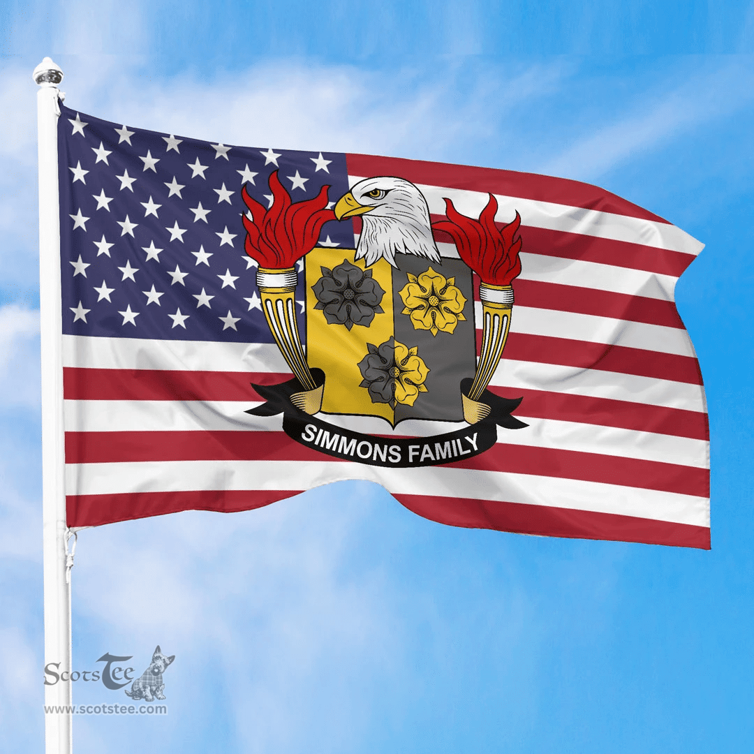 ScotsTee Shop American Simmons Coat of Arms on American Flag U.S. Flag