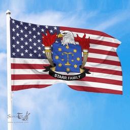 ScotsTee Shop American Starr Coat of Arms on American Flag U.S. Flag