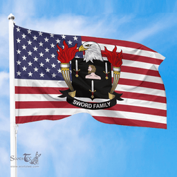 ScotsTee Shop American Sword Coat of Arms on American Flag U.S. Flag