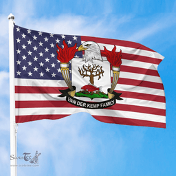 ScotsTee Shop American Van-der-Kemp Coat of Arms on American Flag U.S. Flag