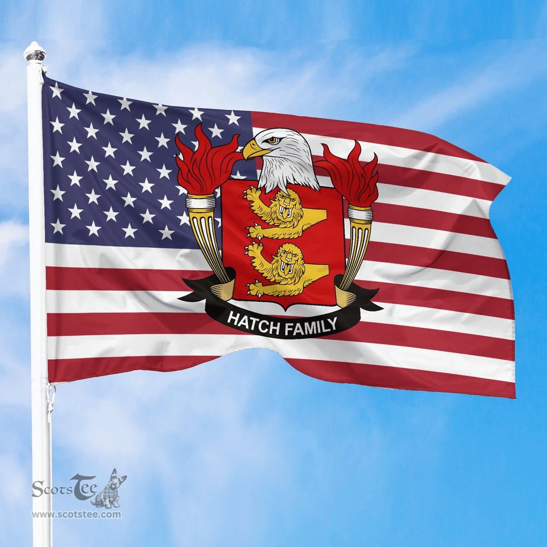 ScotsTee Shop American Hatch Coat of Arms on American Flag U.S. Flag