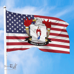 ScotsTee Shop American Varick Coat of Arms on American Flag U.S. Flag