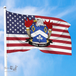 ScotsTee Shop American Trail Coat of Arms on American Flag U.S. Flag