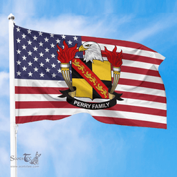 ScotsTee Shop American Perry Coat of Arms on American Flag U.S. Flag