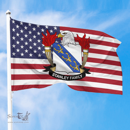 ScotsTee Shop American Stanley Coat of Arms on American Flag U.S. Flag