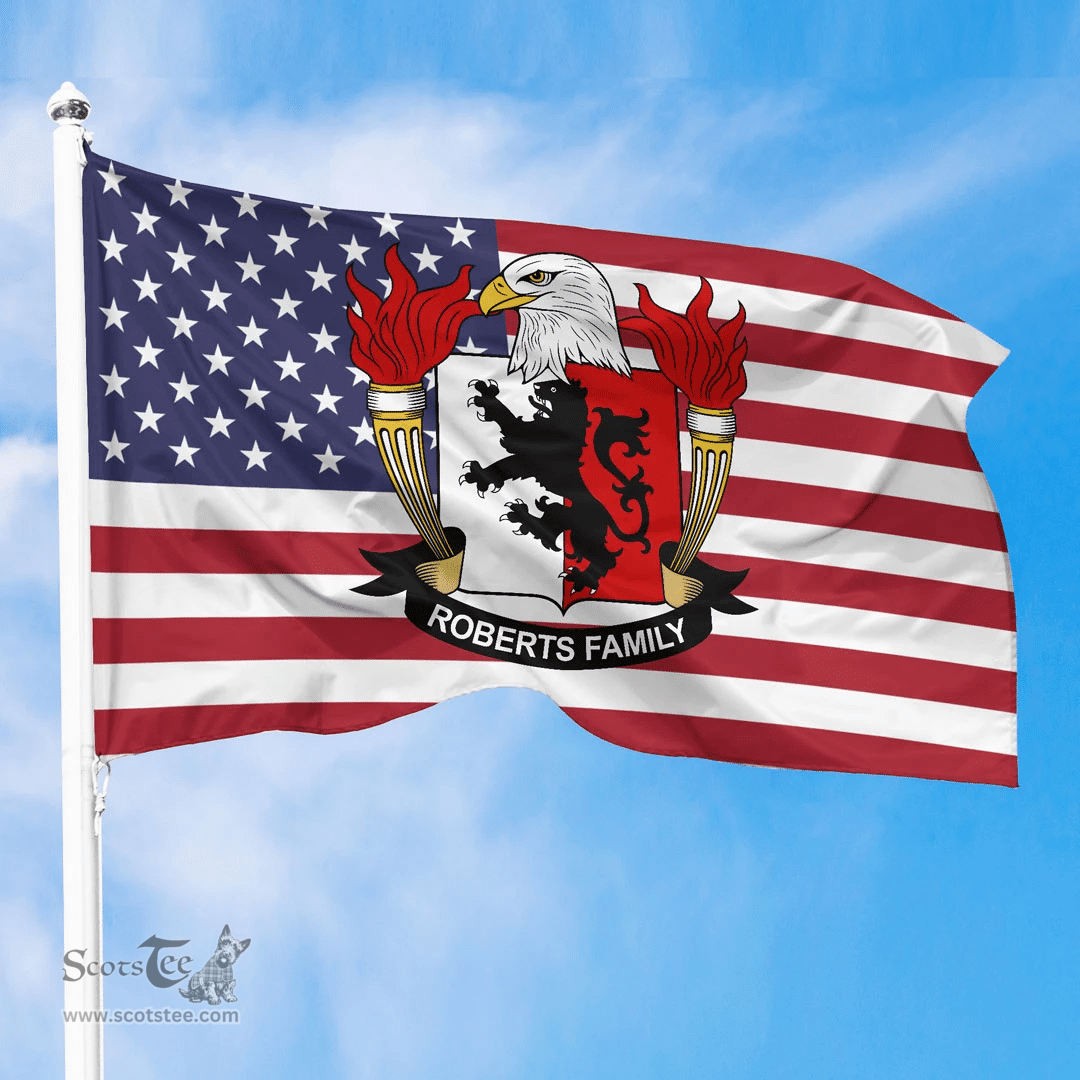 ScotsTee Shop American Roberts Coat of Arms on American Flag U.S. Flag
