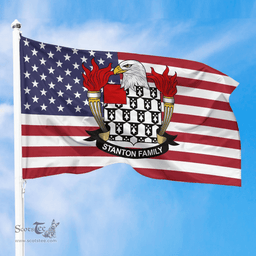 ScotsTee Shop American Stanton Coat of Arms on American Flag U.S. Flag