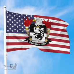 ScotsTee Shop American Tilghman Coat of Arms on American Flag U.S. Flag
