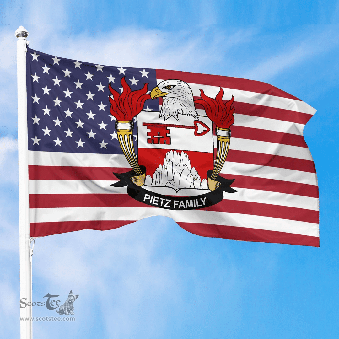 ScotsTee Shop American Pietz Coat of Arms on American Flag U.S. Flag
