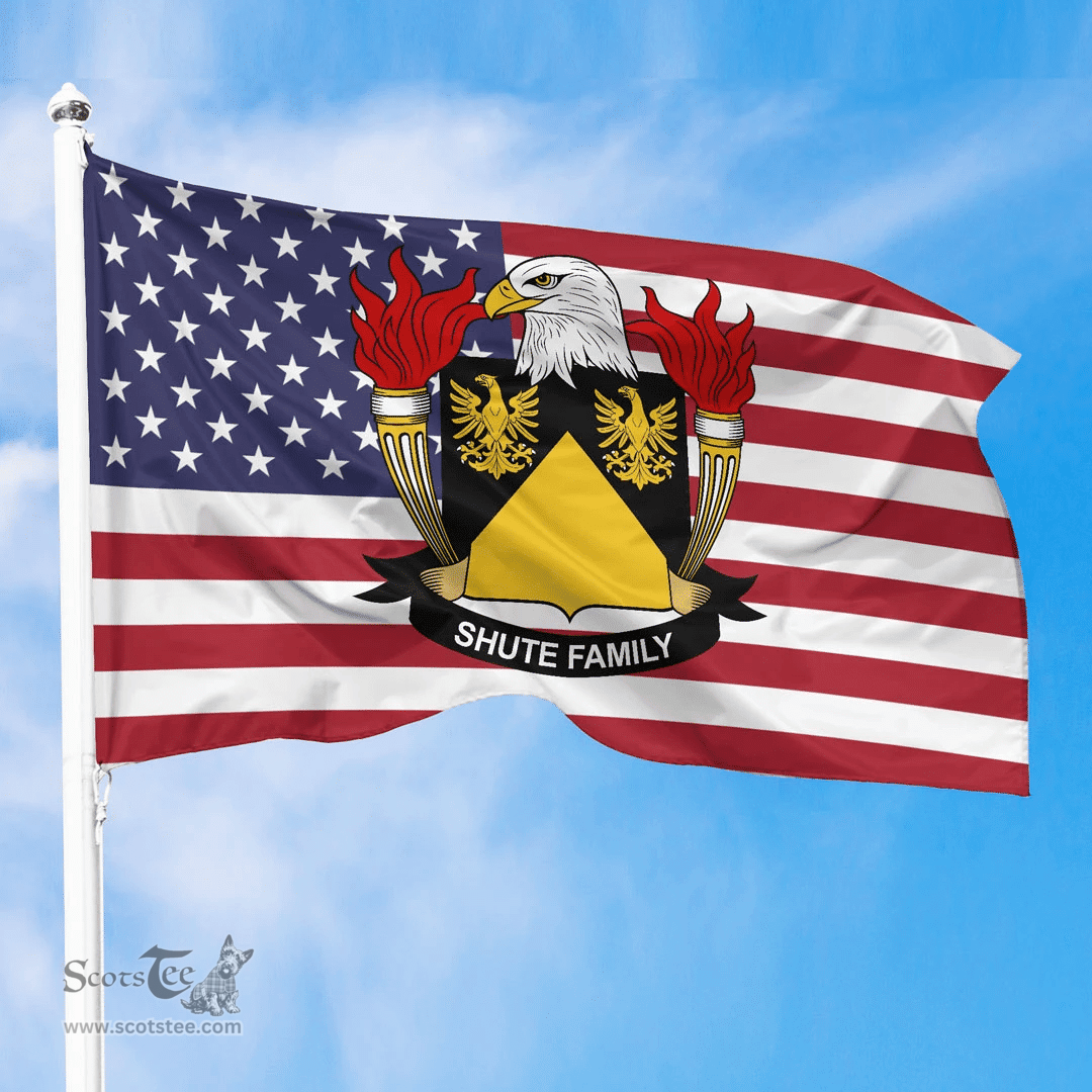 ScotsTee Shop American Shute Coat of Arms on American Flag U.S. Flag
