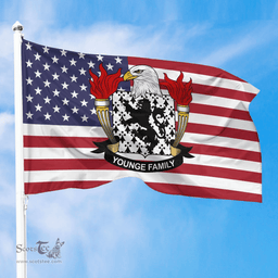 ScotsTee Shop American Younge Coat of Arms on American Flag U.S. Flag