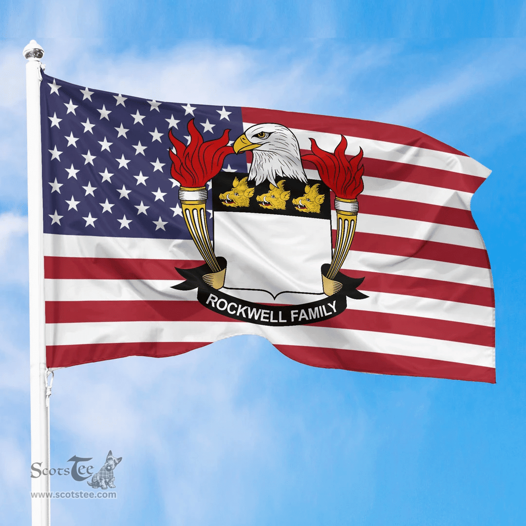 ScotsTee Shop American Rockwell Coat of Arms on American Flag U.S. Flag