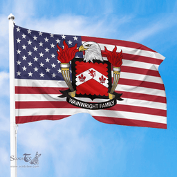 ScotsTee Shop American Wainwright Coat of Arms on American Flag U.S. Flag