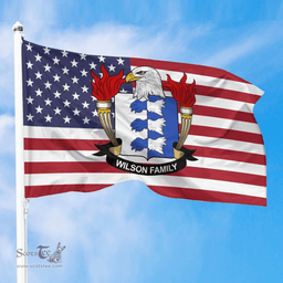 ScotsTee Shop American Wilson Coat of Arms on American Flag U.S. Flag