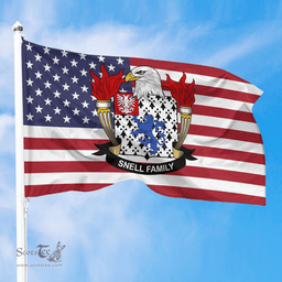 ScotsTee Shop American Snell Coat of Arms on American Flag U.S. Flag