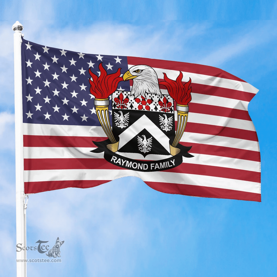 ScotsTee Shop American Raymond Coat of Arms on American Flag U.S. Flag