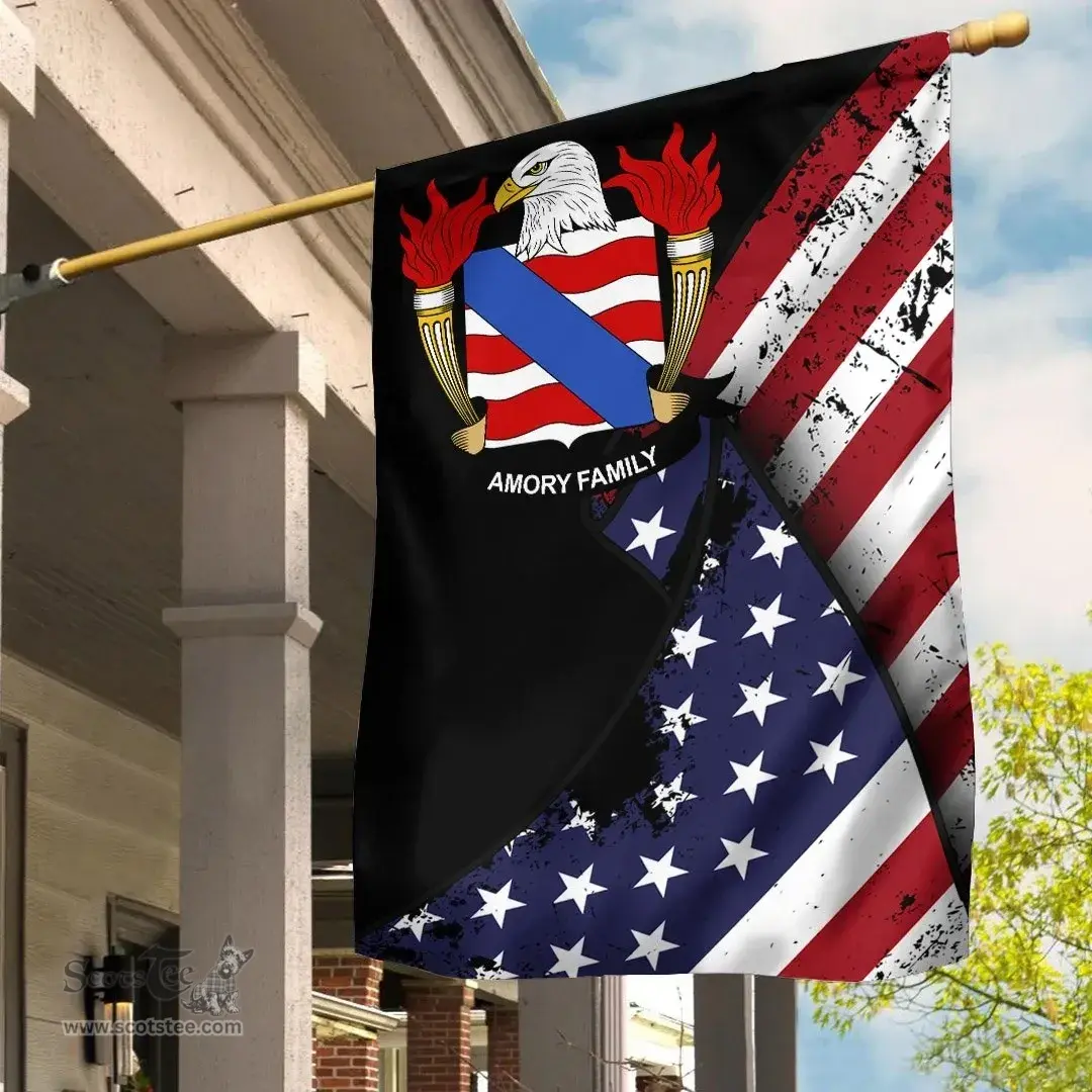 American Amory Coat of Arms on American Flag U.S. Flag Garden Flag/ House Flag