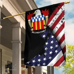 American Belcher Coat of Arms on American Flag U.S. Flag Garden Flag/ House Flag