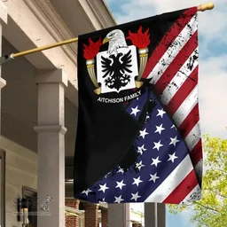 American Aitchison Coat of Arms on American Flag U.S. Flag Garden Flag/ House Flag