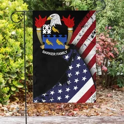 American Barker Coat of Arms on American Flag U.S. Flag Garden Flag/ House Flag