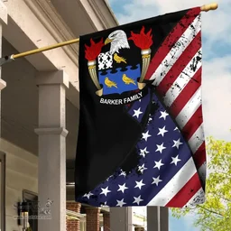 American Barker Coat of Arms on American Flag U.S. Flag Garden Flag/ House Flag