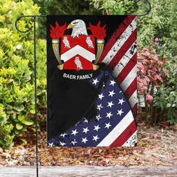 American Baer Coat of Arms on American Flag U.S. Flag Garden Flag/ House Flag