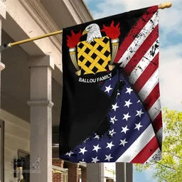American Ballou Coat of Arms on American Flag U.S. Flag Garden Flag/ House Flag