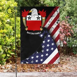 American Bacon Coat of Arms on American Flag U.S. Flag Garden Flag/ House Flag