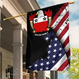 American Bacon Coat of Arms on American Flag U.S. Flag Garden Flag/ House Flag
