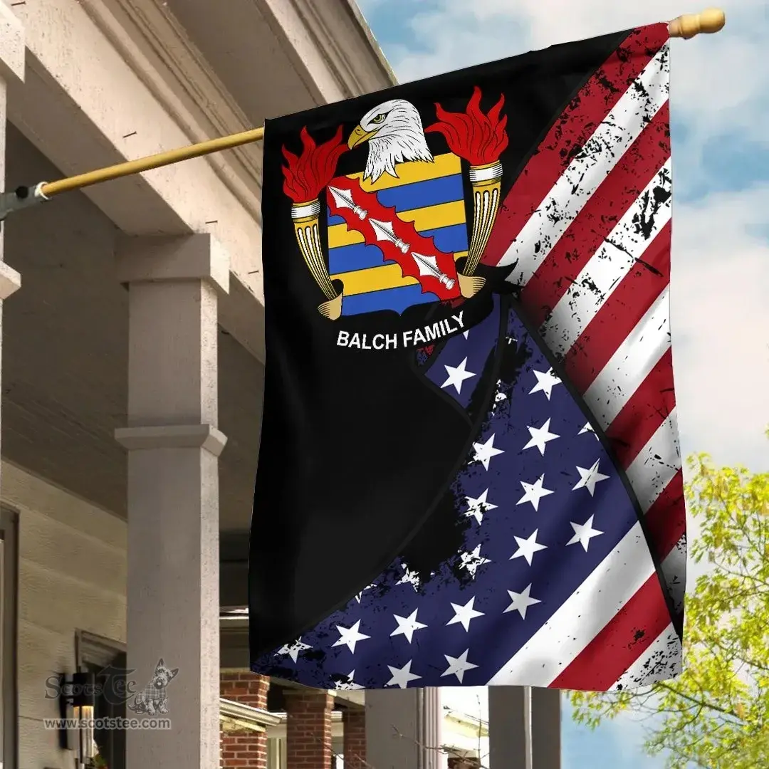 American Balch Coat of Arms on American Flag U.S. Flag Garden Flag/ House Flag