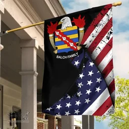 American Balch Coat of Arms on American Flag U.S. Flag Garden Flag/ House Flag
