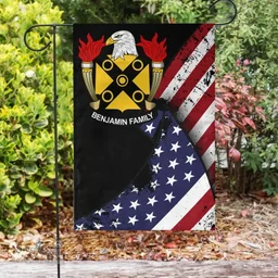 American Benjamin Coat of Arms on American Flag U.S. Flag Garden Flag/ House Flag