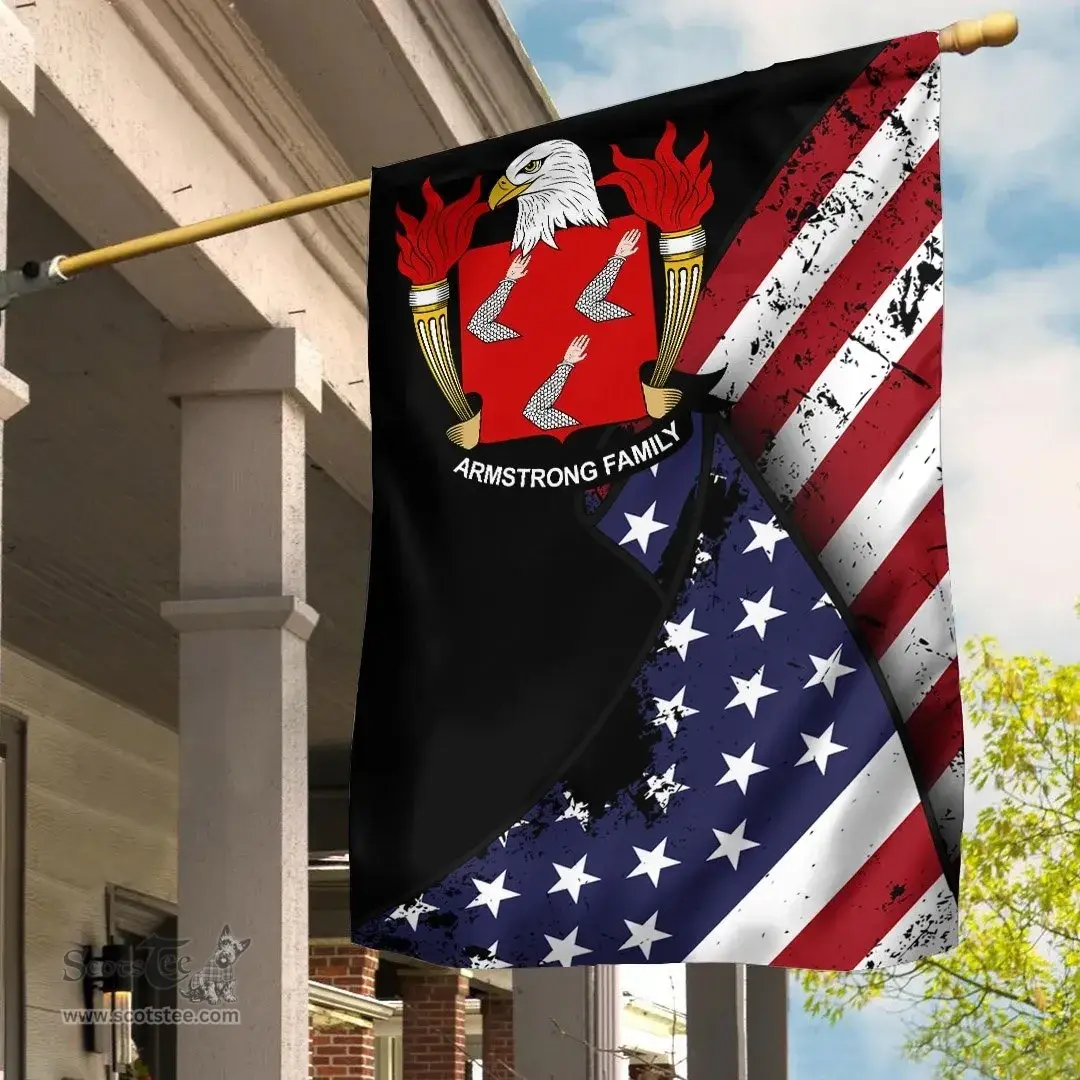 American Armstrong Coat of Arms on American Flag U.S. Flag Garden Flag/ House Flag