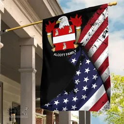 American Alcott Coat of Arms on American Flag U.S. Flag Garden Flag/ House Flag