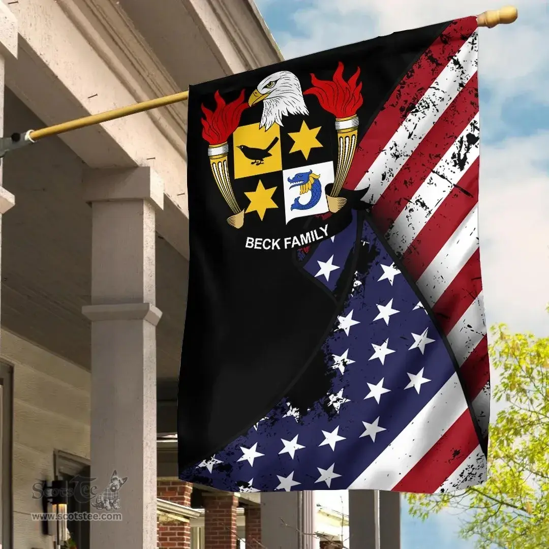 American Beck Coat of Arms on American Flag U.S. Flag Garden Flag/ House Flag